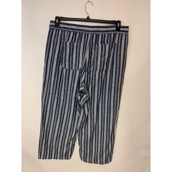 Old Navy Pants Womens Size XL Navy & White Striped Linen Blend Beach Coastal - Picture 3 of 9